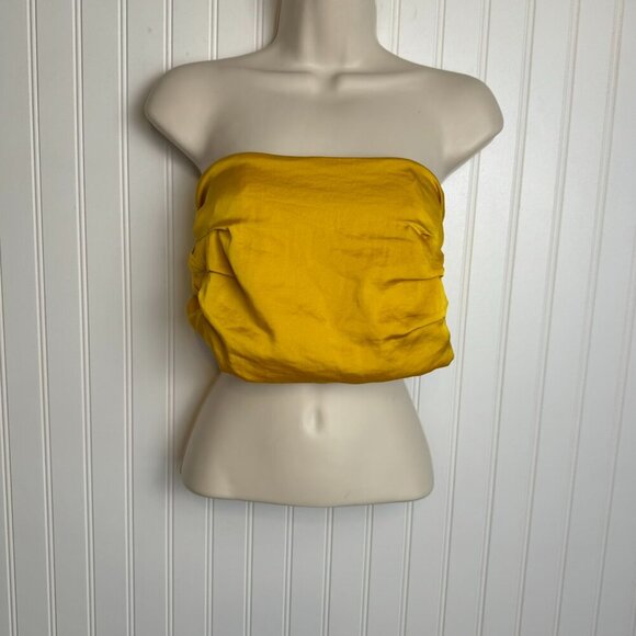 Free People Intimately Yellow Satin Bandeau Top D16 - Picture 1 of 6